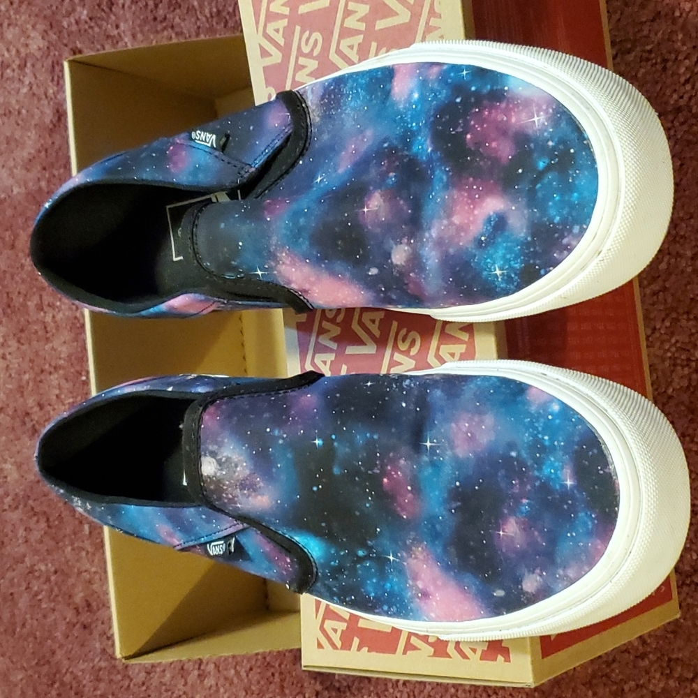 Vans slip on galaxy sneakers